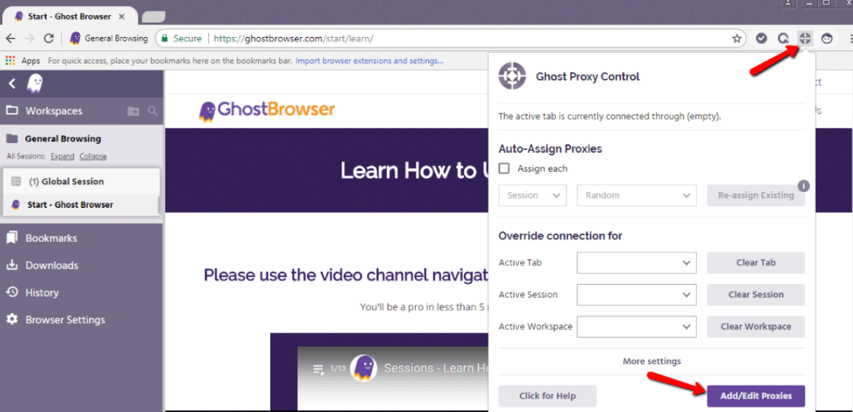 How to set up a proxy in GhostBrowser