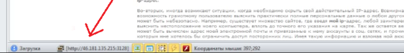 Если прокси работает, его IP будет отображаться внизу рабочего окна