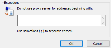 Enter websites for which a proxy server is not required